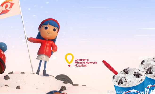 Children's Miracle Network Hospitals logo and Dairy Queen illustration